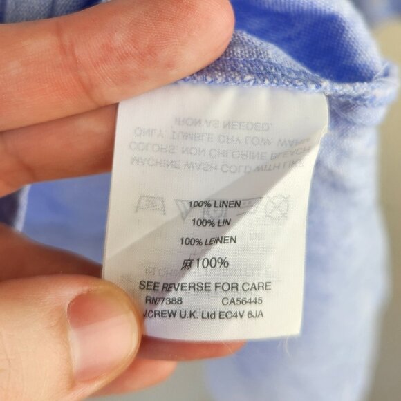 J. Crew Baird McNutt Irish Linen Perfect Button Up Shirt Blue 00P - Picture 8 of 10
